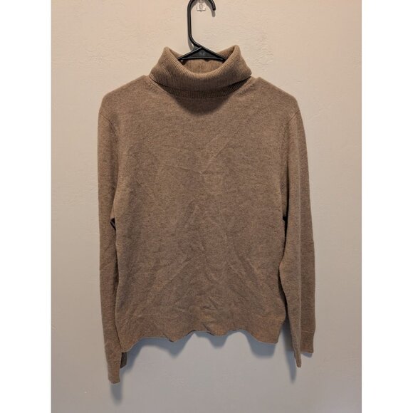 100% Cashmere Brown Turtleneck Sweater Luxury Academia Cozycore - Picture 1 of 4